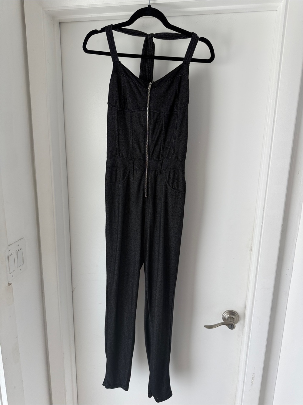 Black Sleeveless Zip-Front Jumpsuit